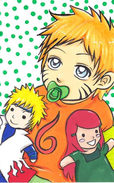 Fanart de Uzumaki Kushina, Uzumaki Naruto, Yondaime Hokage par Hanahi-chan