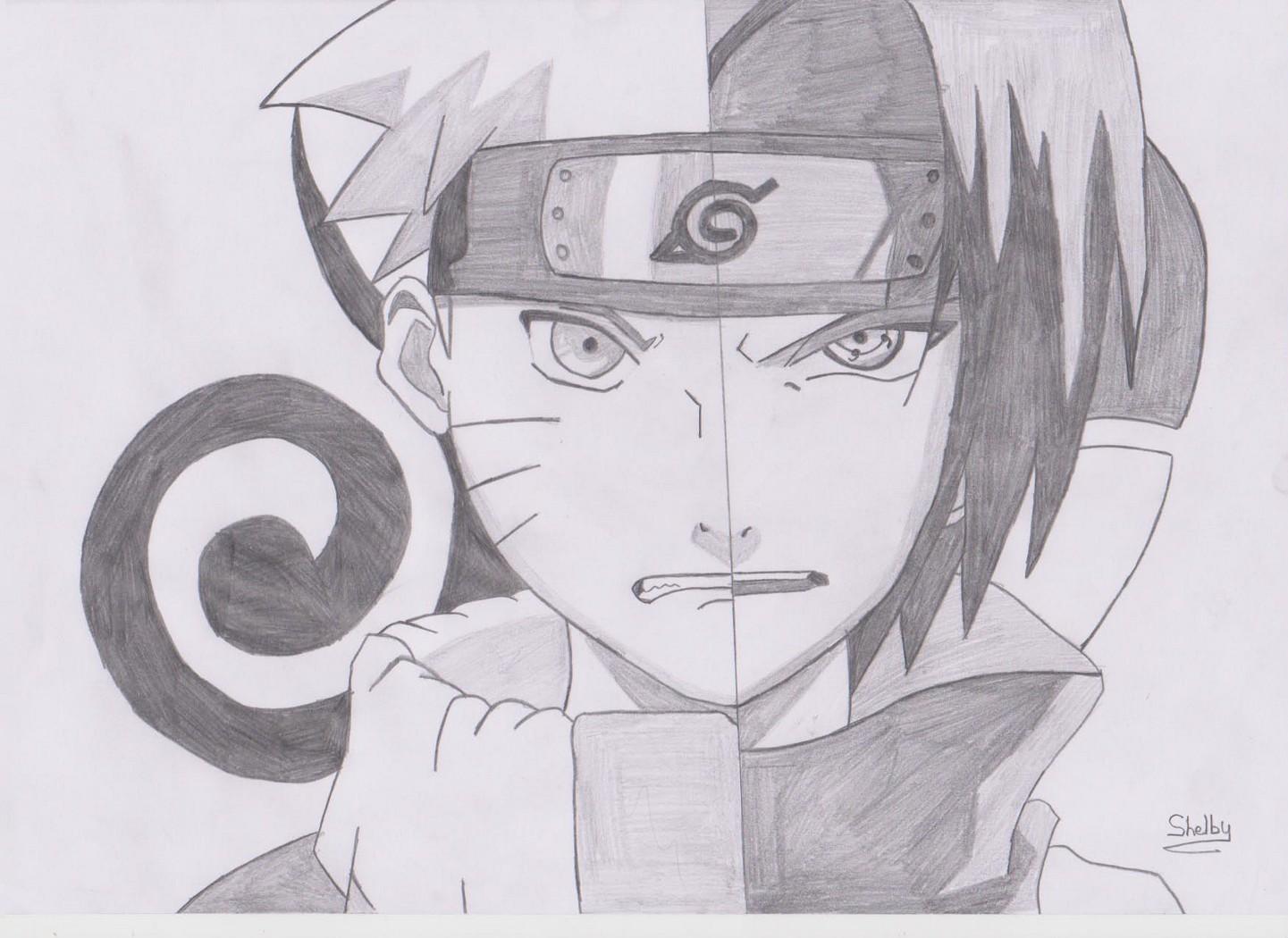 Naruto - The Way Of Naruto - Half face Naruto-Sasuke de Shellby