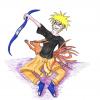 Naruto jouant avec Kyûbi en couleurs
