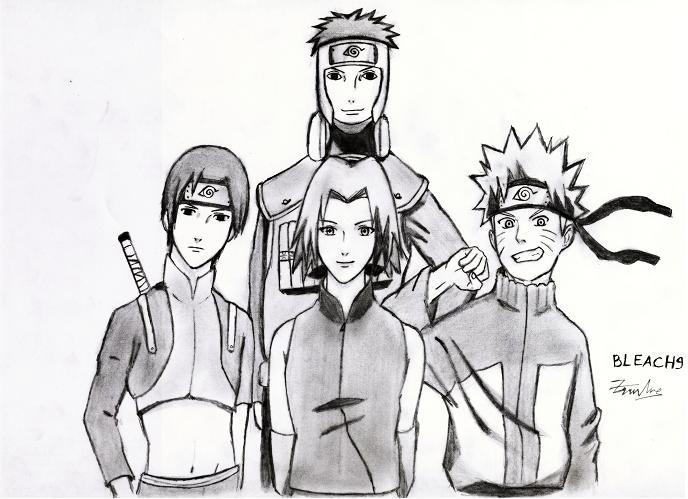 Fanart de Haruno Sakura, Sai, Uzumaki Naruto, Yamato par BLEACH9